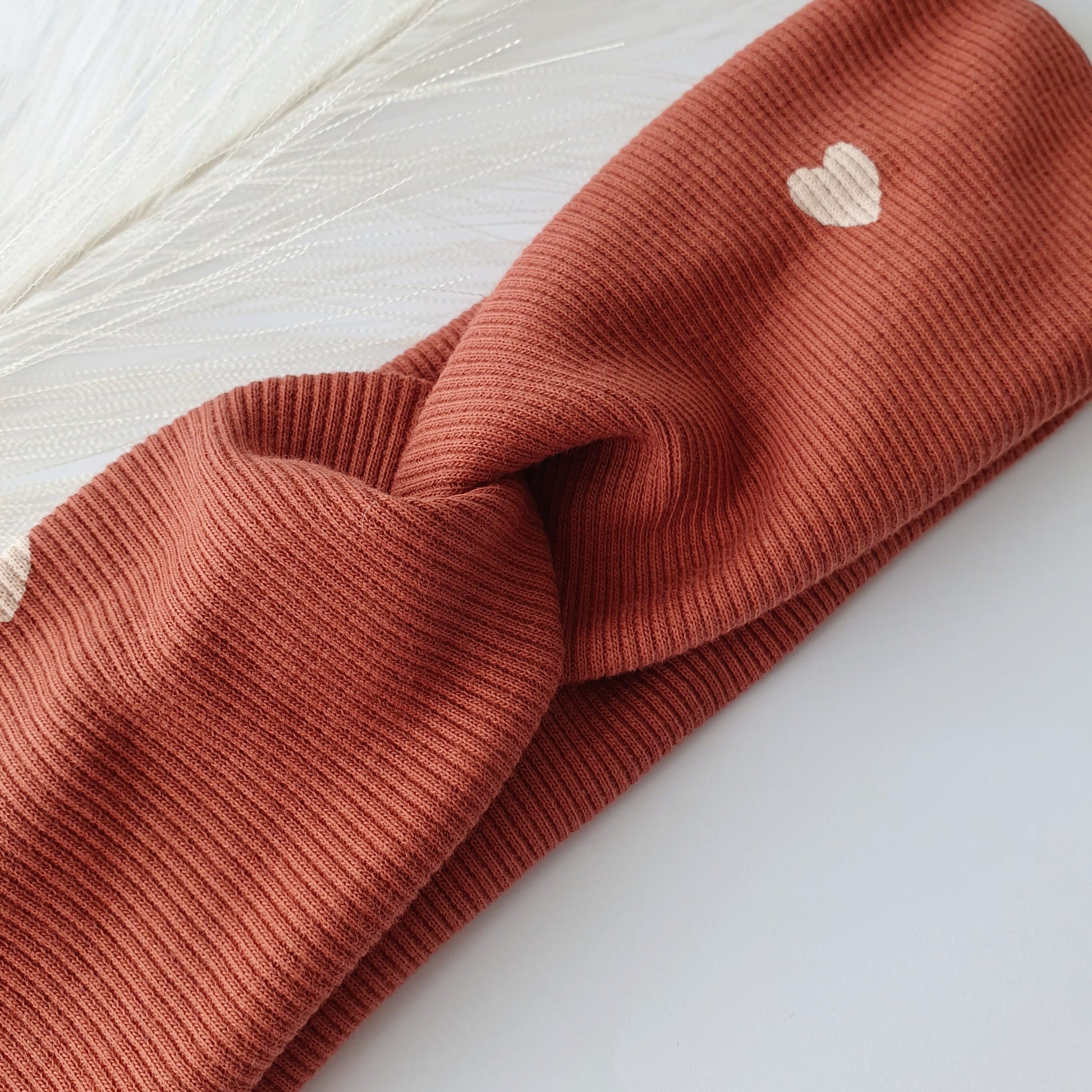 Duo bandeaux Mère Fille terracotta cœur Mlle ChouChou
