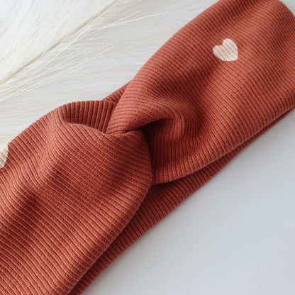 Duo bandeaux Mère Fille terracotta cœur Mlle ChouChou