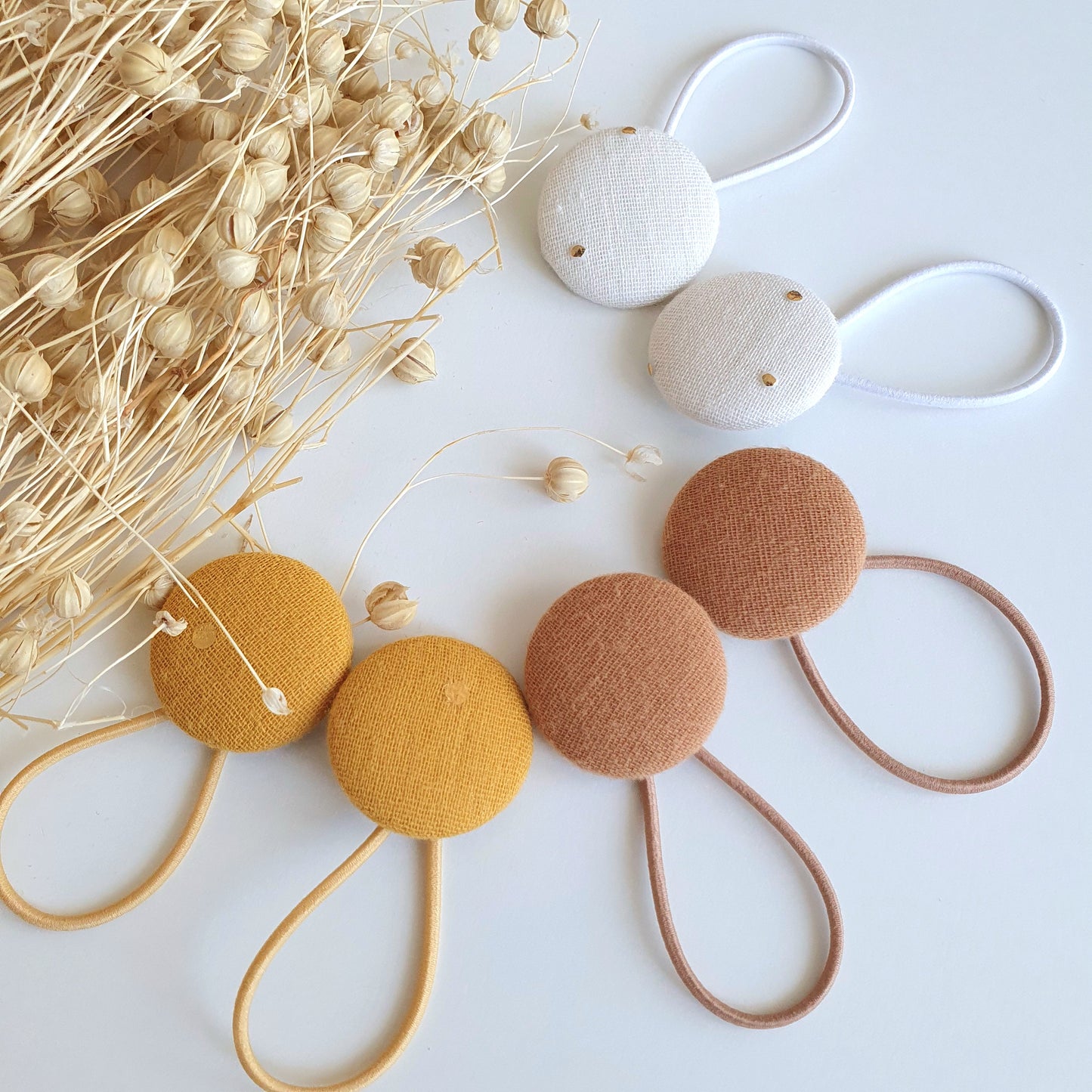 Elastiques Boutons Ecru - Mlle ChouChou