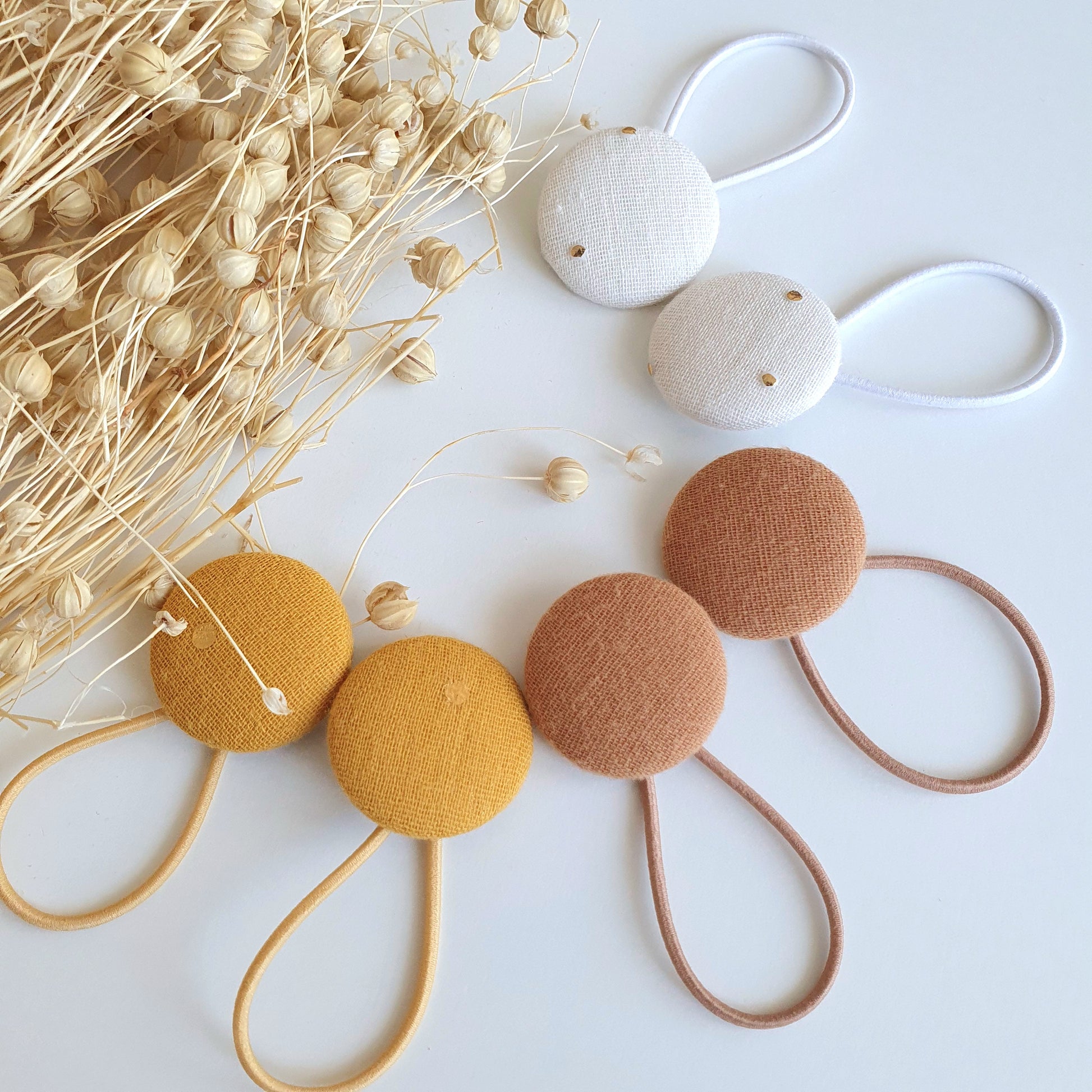 Elastiques Boutons Ecru - Mlle ChouChou