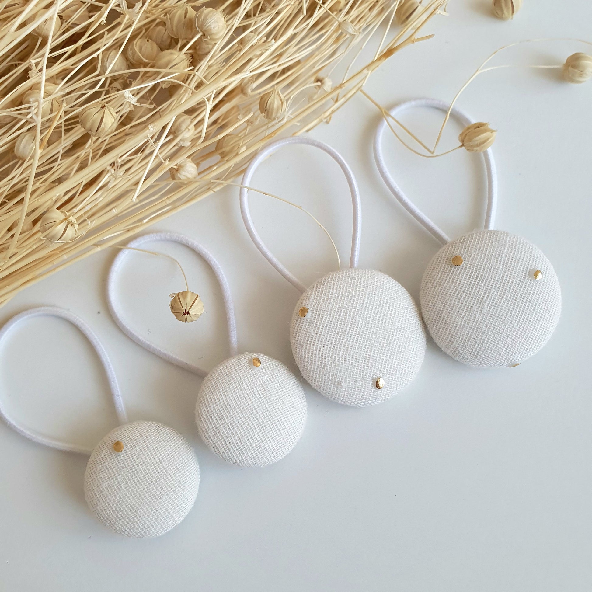 Elastiques Boutons Ecru - Mlle ChouChou