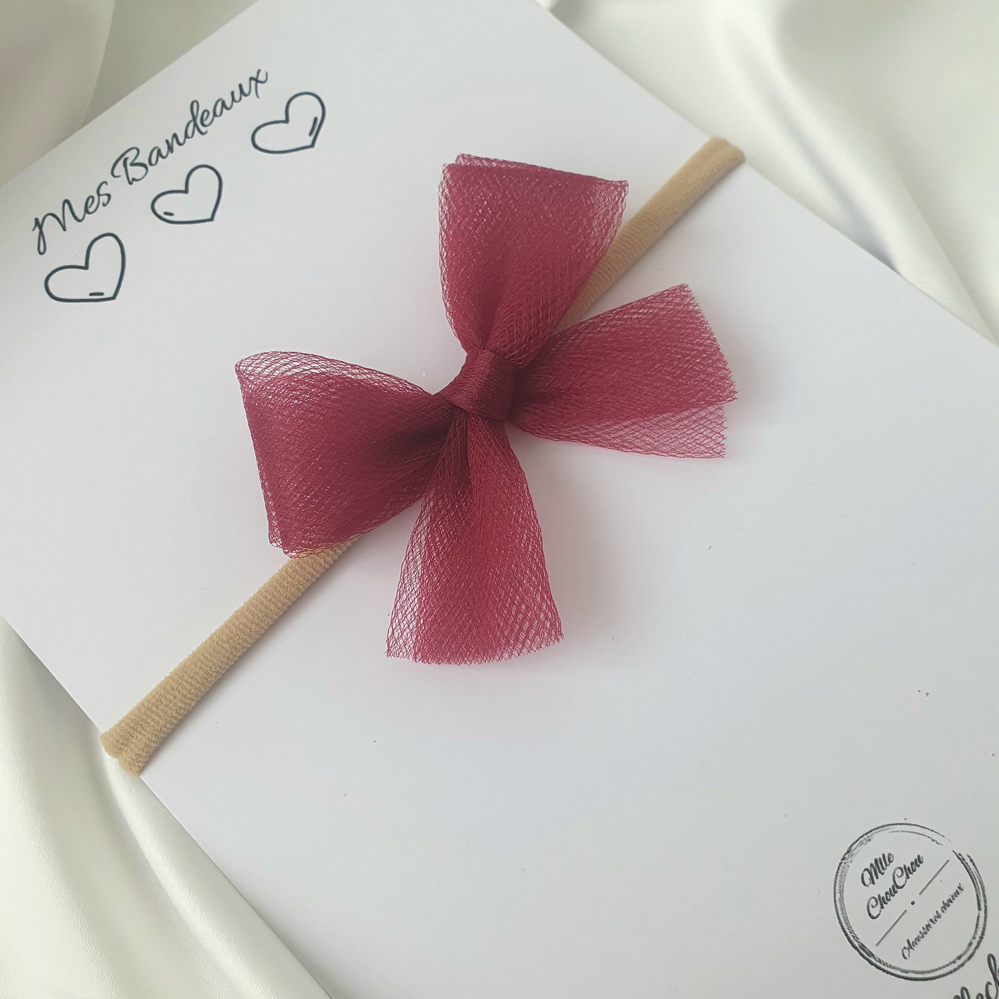 Nœud tulle Bordeaux - Mlle ChouChou